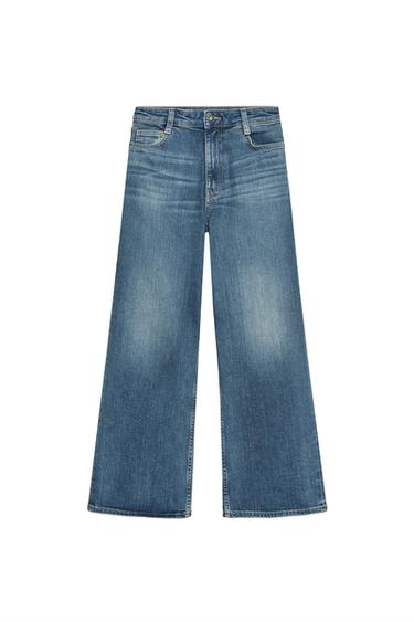 JEANS ZW COLLECTION WIDE LEG بسرج عال - أزرق الخاص بـ Zara