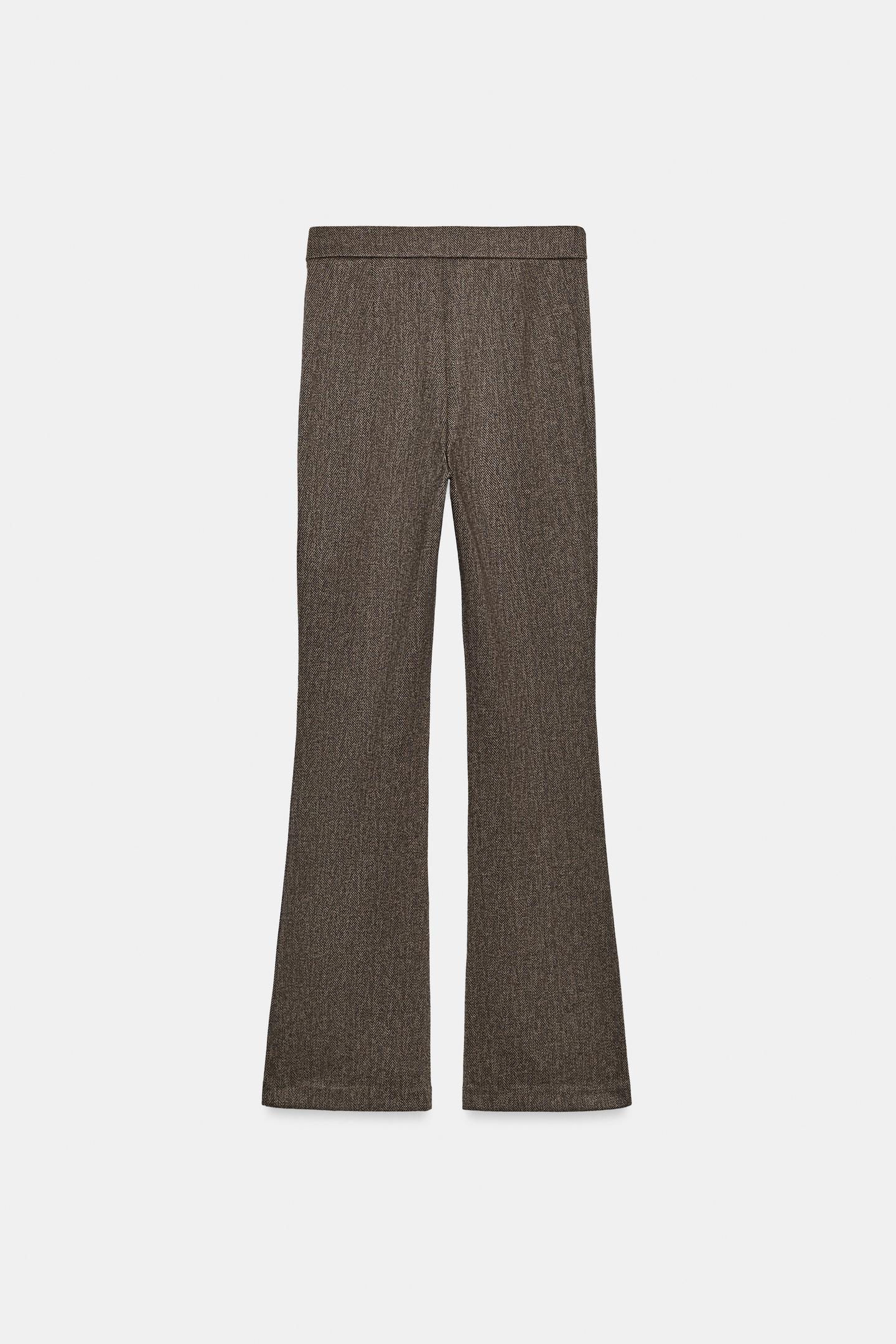 Женские леггинсы Zara Herringbone Flare, цвет: Коричневый — фото 6