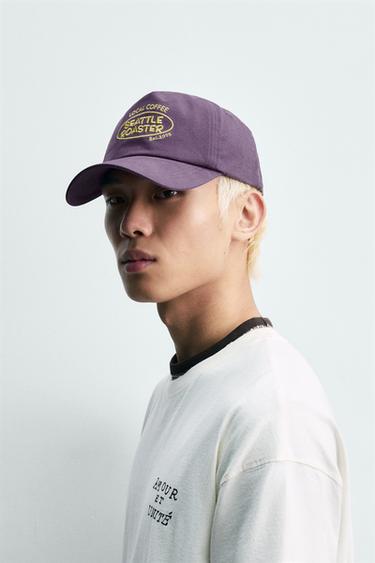 CASQUETTE DÉLAVÉE TEXTE BRODÉ CONTRASTE - Violet de Zara - Image 1