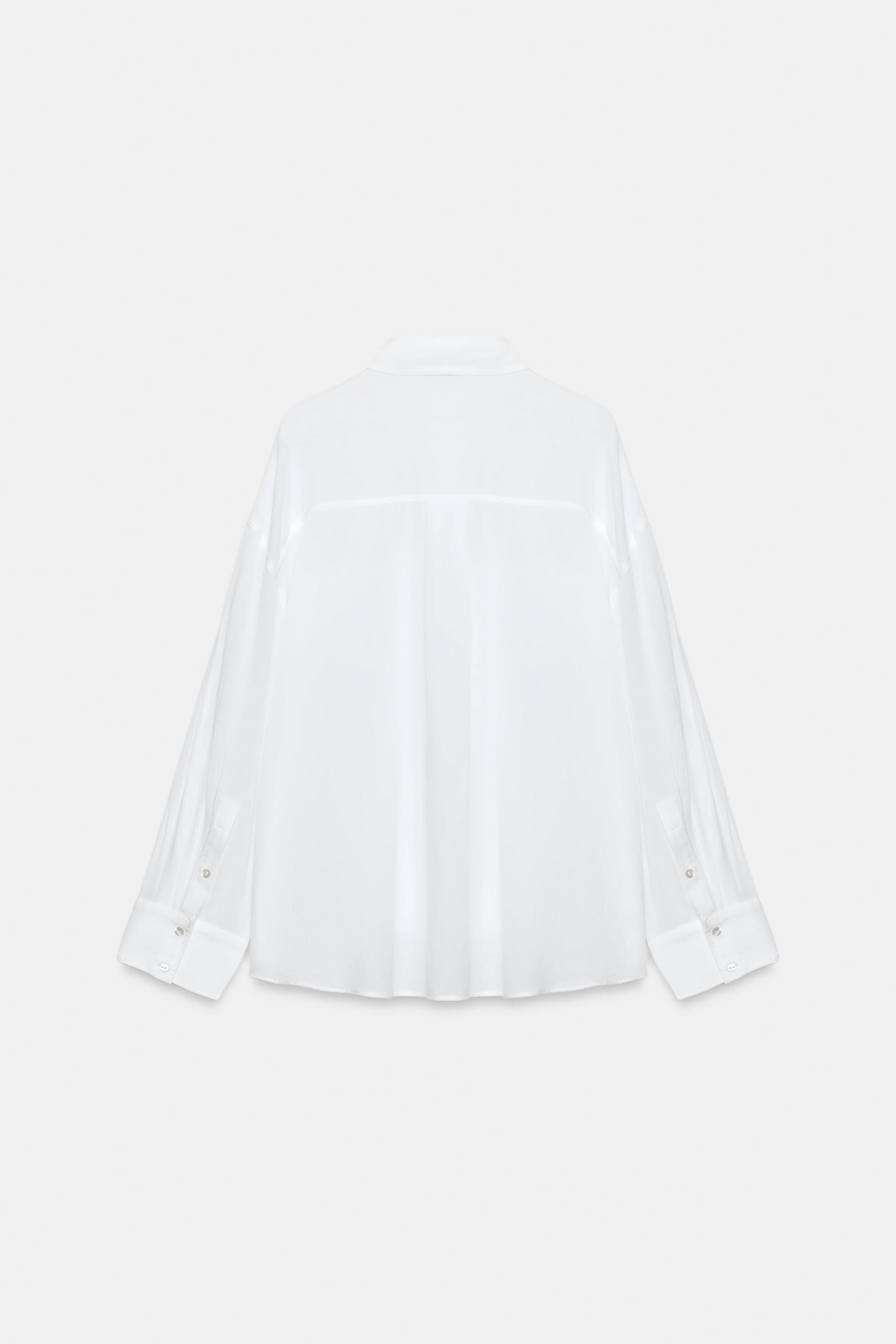 Zara OVERSIZE MÜSLİN CEPLİ GÖMLEK görsel 7