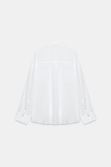 OVERSIZE GAUZE SHIRT WITH POCKET - White by Zara - Image 5