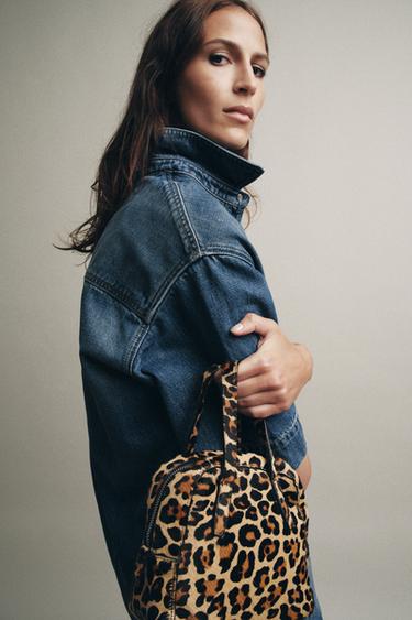 BOLSO PIEL MINI BOWLING ESTAMPADO ANIMAL CON PELO - Leopardo de Zara