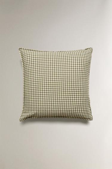 Zara GINGHAM THROW PILLOW COVER - Green - Image 0