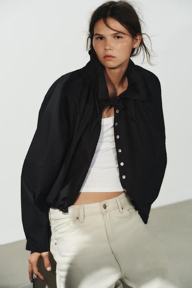 COTTON JACKET WITH TIES - Black by Zara