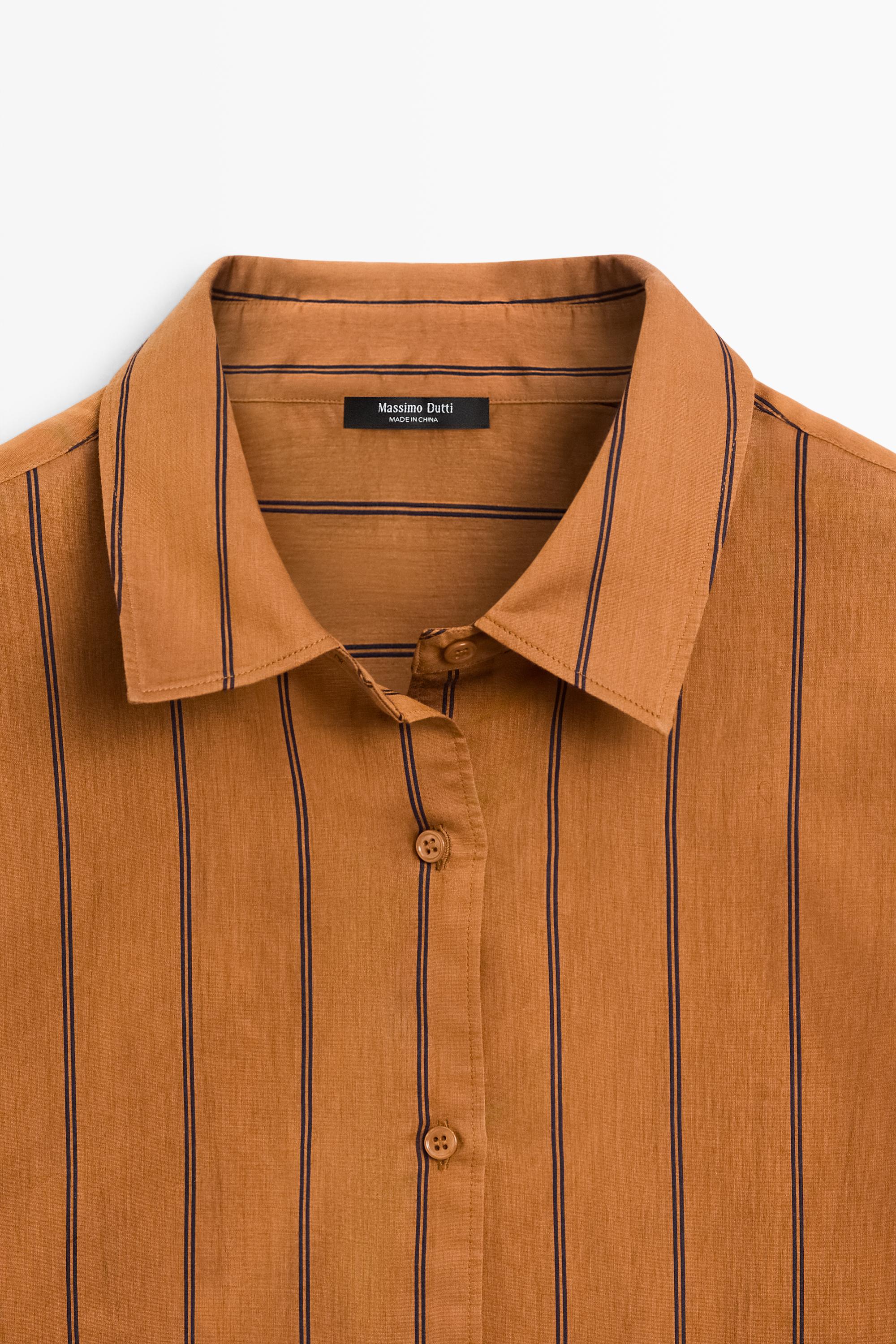 Striped fluid cotton and silk blend shirt