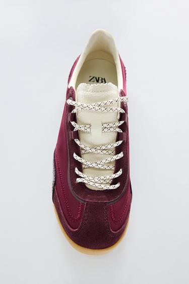 Zara 撞色運動鞋 - 勃根地酒紅