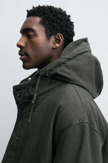 PARKA LAVÉE COUPE RELAX - Marron clair de Zara - Image 4