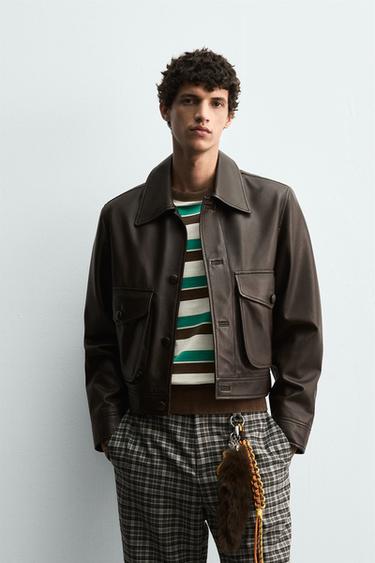 КОЖАНАЯ КУРТКА HARRY LAMBERT FOR ZARA X DISNEY — ТЕМНО-КОРИЧНЕВЫЙ от Zara