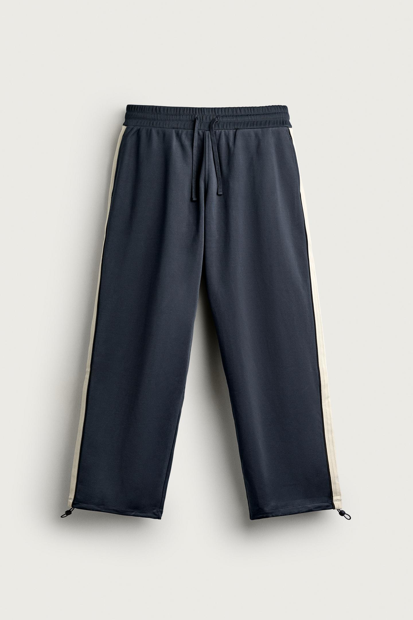 Мужские брюки Zara Contrast Retro Track Pants, цвет: Синий / Стальной — фото 6