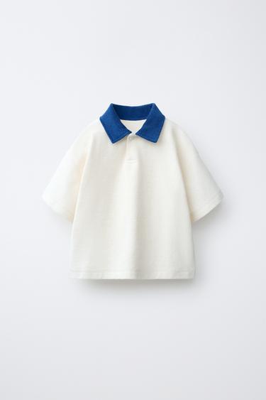 CAMISETA POLO EFECTO TOALLA - Azul de Zara - Imagen 0