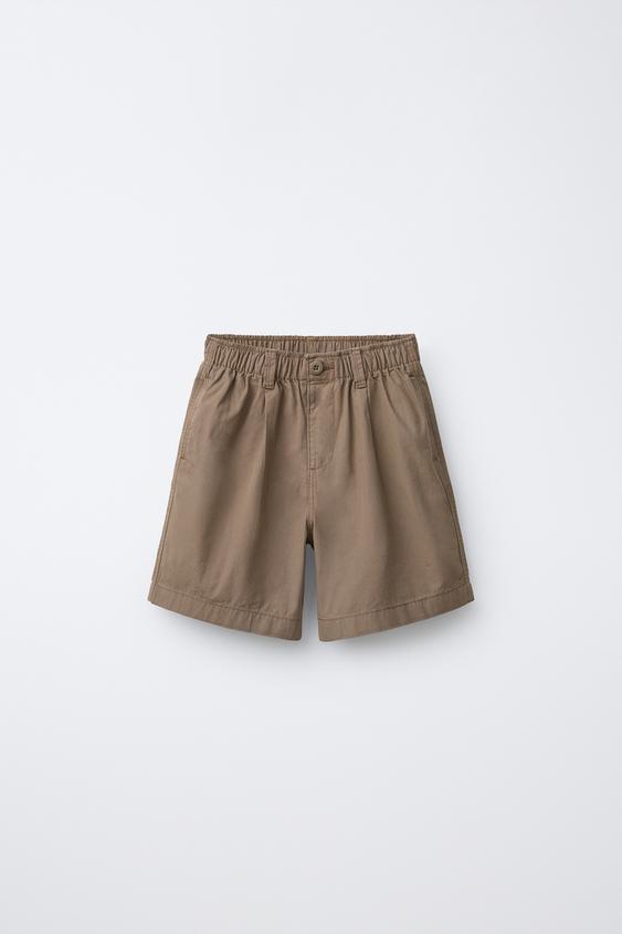 BALLOON BERMUDA SHORTS WITH ELASTICATED WAIST - Brown de Zara - Imagen 0