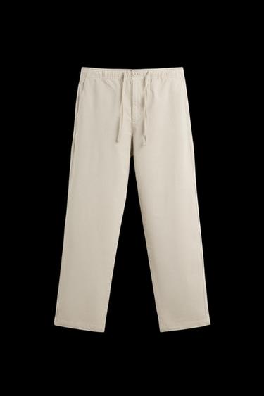 Zara REGULAR FIT JOGGER WAIST PANTS - Beige - Image 0