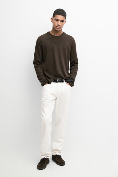 Zara 100% cotton long sleeve T-shirt - Light tan - Image 0
