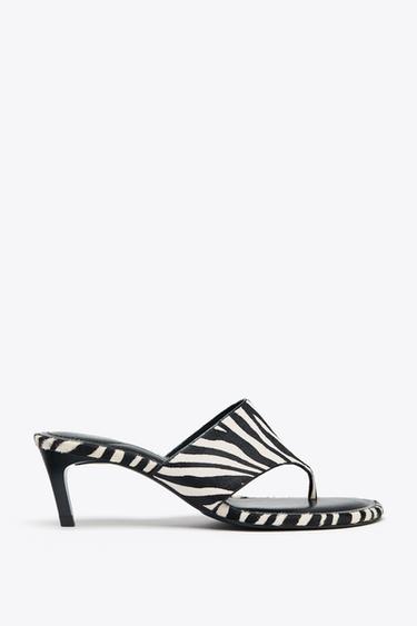 Zara ANIMAL PRINT LEATHER SANDALS - Multi-color