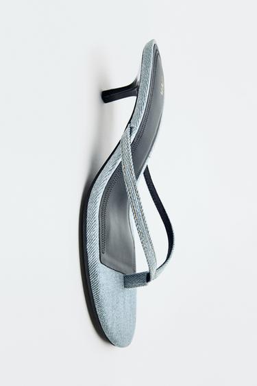 SANDALES KITTEN EN DENIM - Vert bleuté de Zara