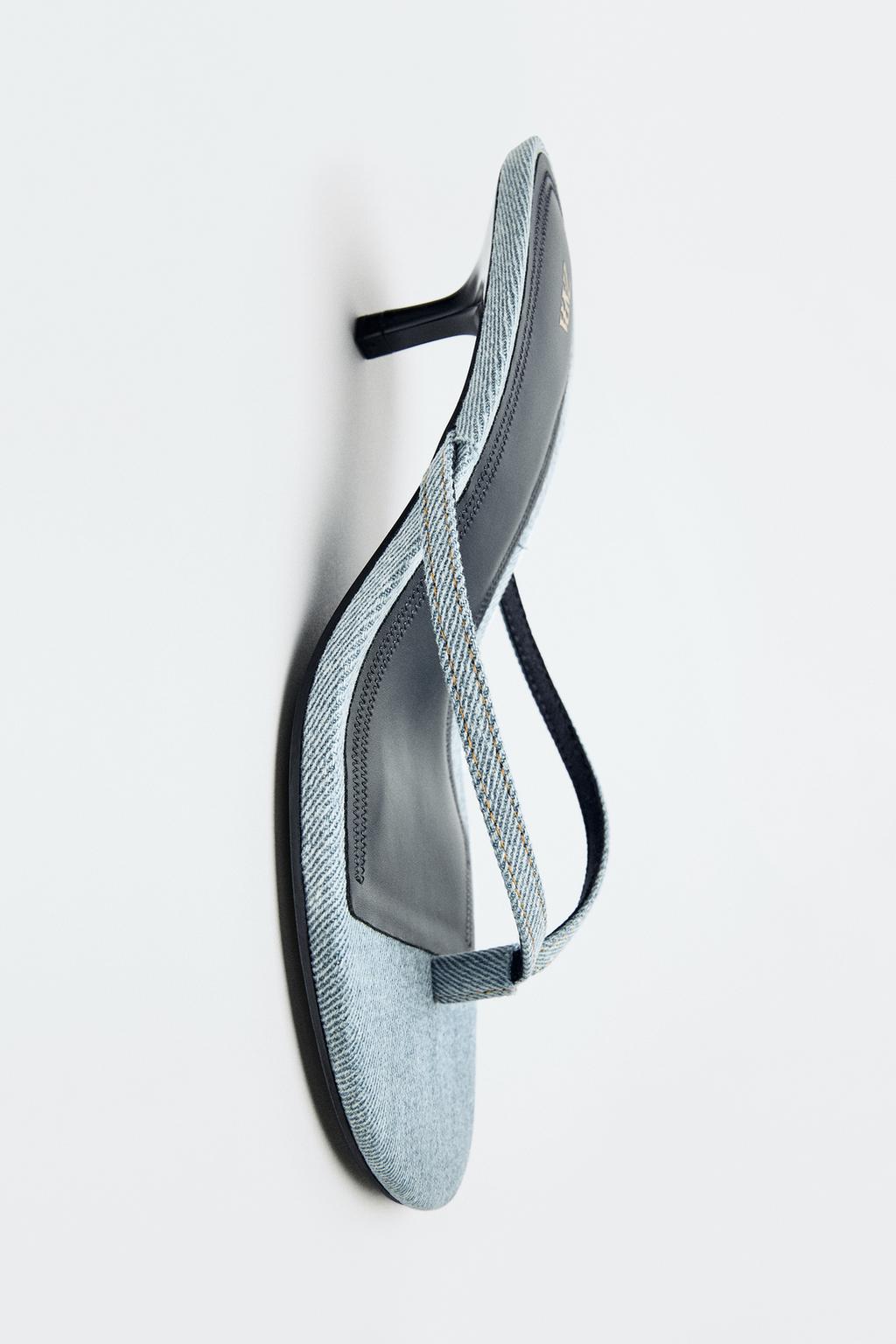 DENIM KITTEN-HEEL SANDALS