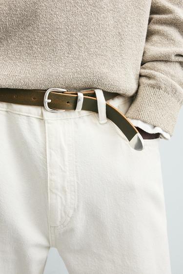 LEATHER BELT - Khaki by Zara - Image 1