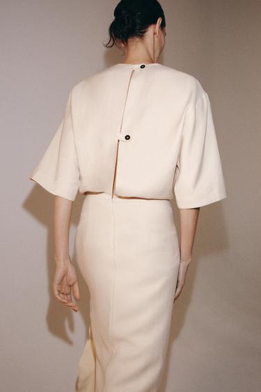 MIDI-KLEID MIT RAFFUNGEN – ZW COLLECTION - Mittelbeige von Zara