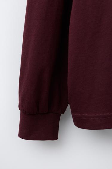 SLOGAN PRINT JOGGING T-SHIRT - Burgundy de Zara - Image 3