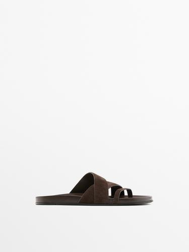 Sandalia piel tiras - Marrón de Zara - Imagen 0