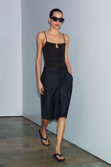 BERMUDA LONGUE EN MÉLANGE DE LAINE ZW COLLECTION - Bleu marine de Zara - Image 3