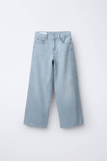 JEANS WIDE LEG ESTRELLAS - Azul claro de Zara