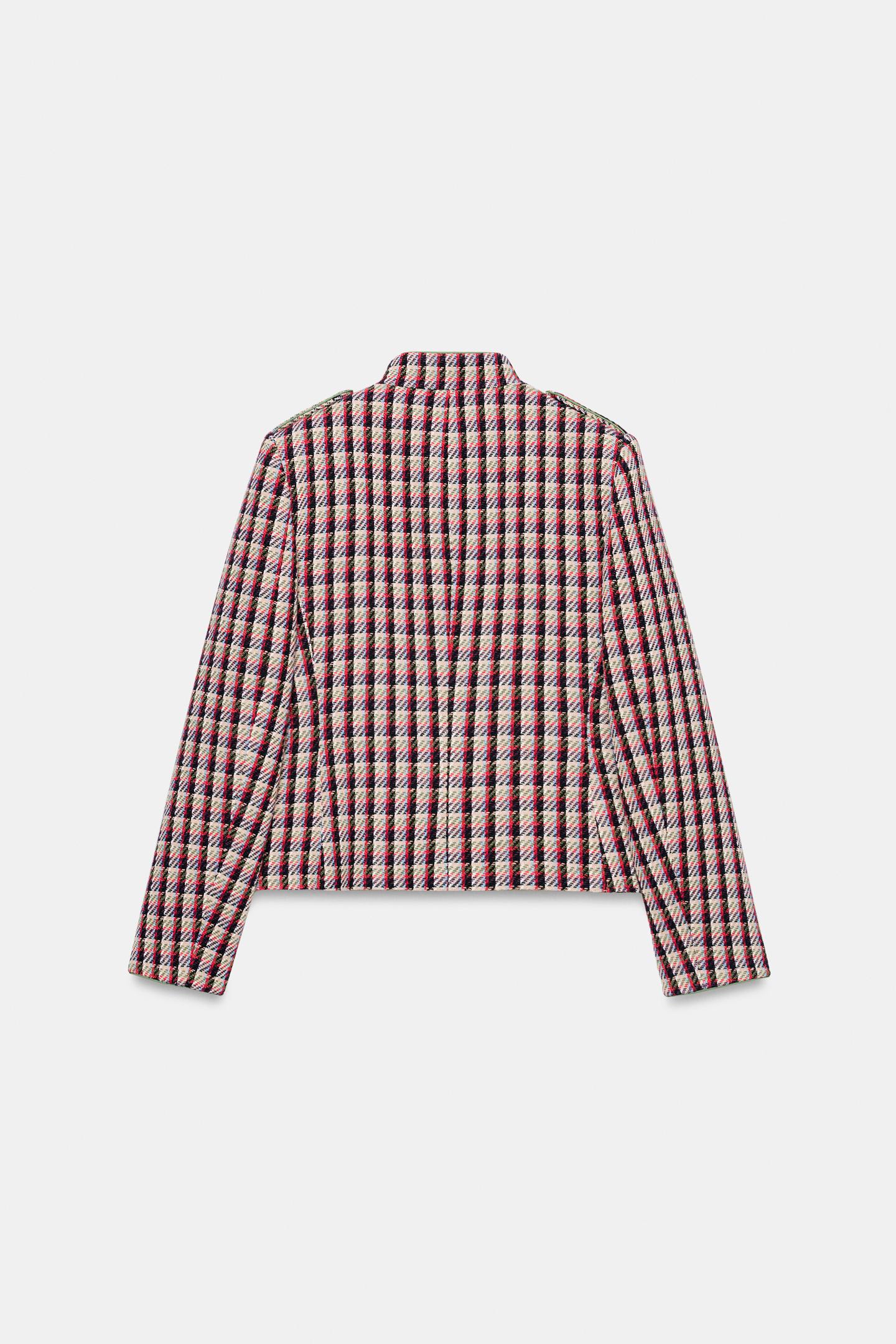Женский пиджак Zara Structured Double-Breasted Blazer, цвет: Разноцветный — фото 7