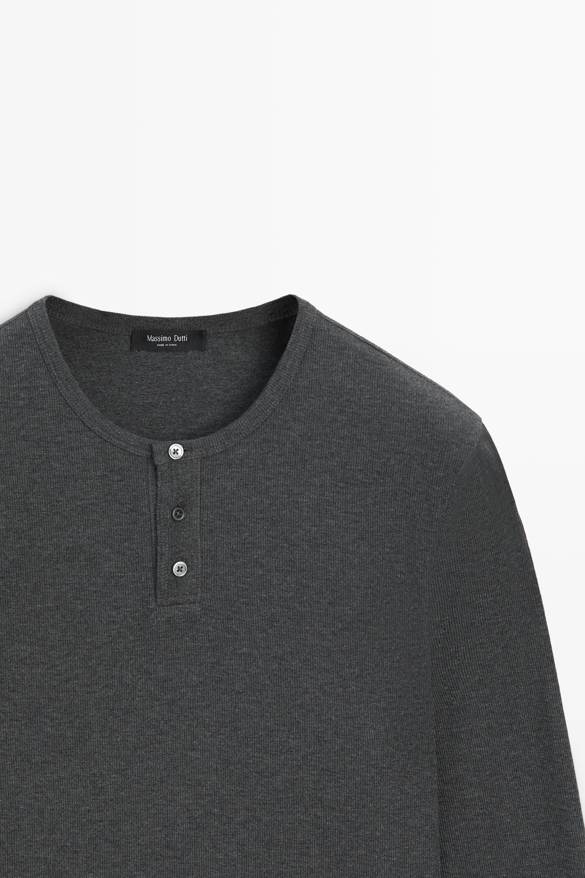 Cotton blend henley T-shirt