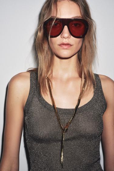 METALLIC THREAD KNIT TOP - Grey by Zara - Image 4