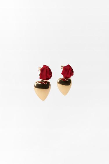 BOUCLES D'OREILLES ROSE CŒUR - Doré de Zara - Image 4