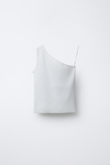 TOP BRILLO ASIMÉTRICO - Plata de Zara