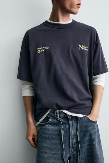 CONTRAST SLOGAN PRINT T-SHIRT - Purple by Zara - Image 5