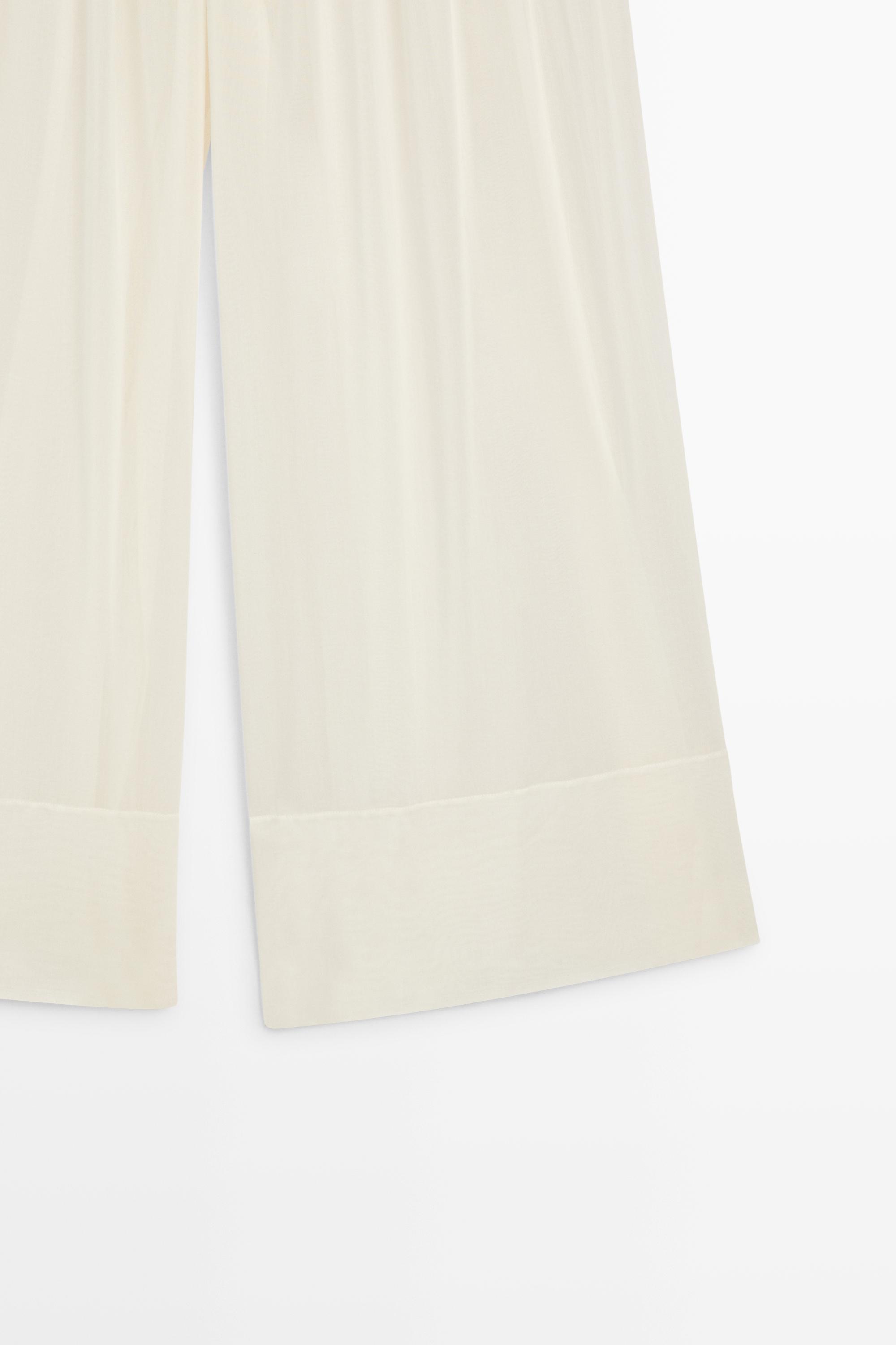 Semi-sheer flowing wide-leg pants