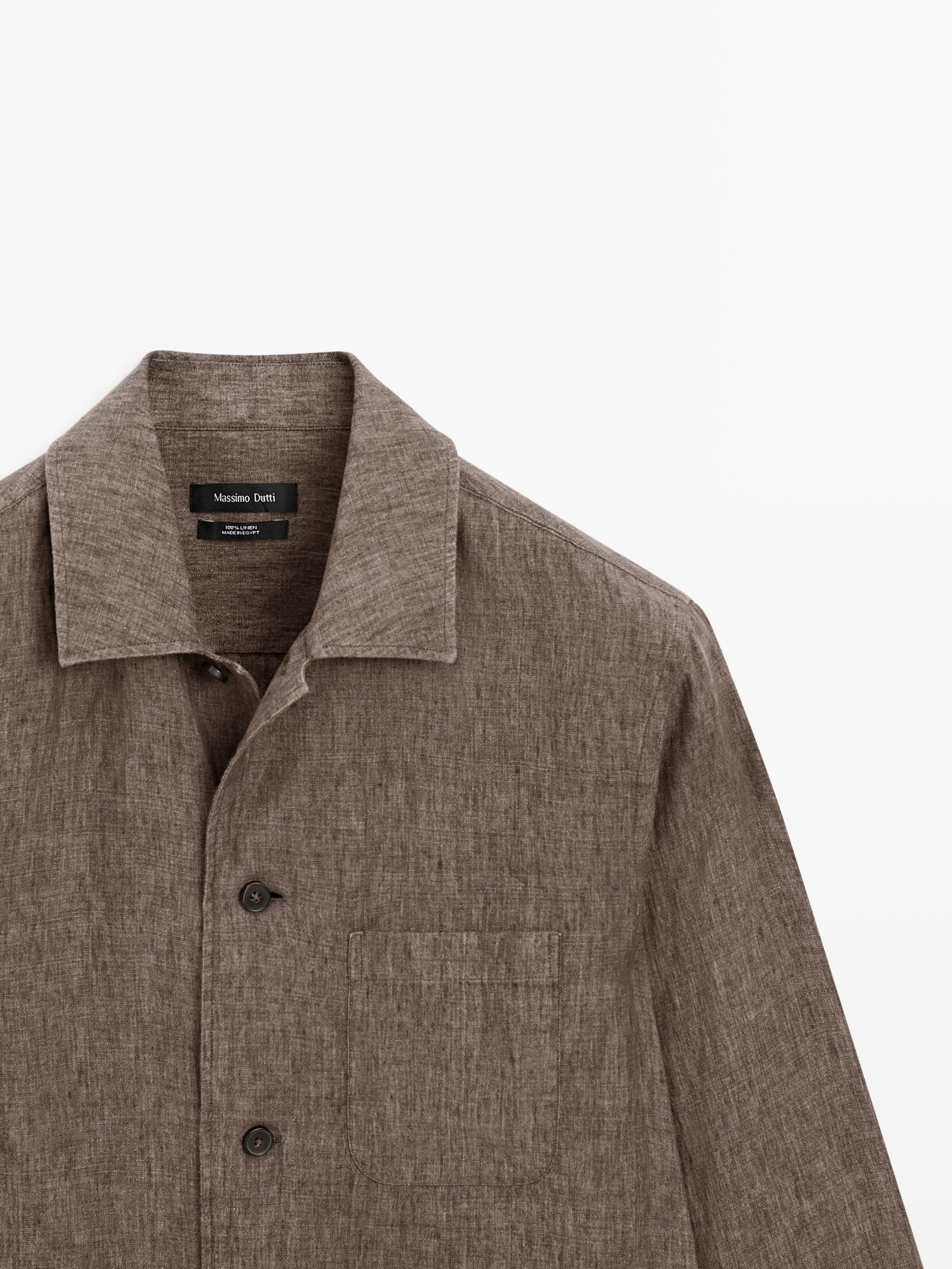 Faded linen overshirt with pocket details