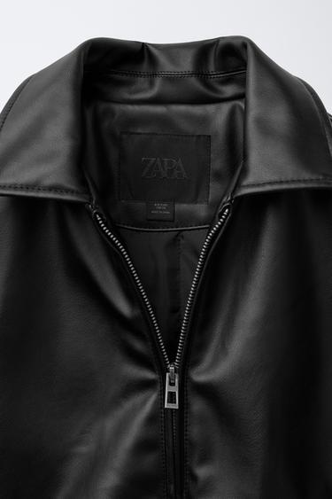 LEATHER-EFFECT BOMBER JACKET - Black by Zara - Image 6