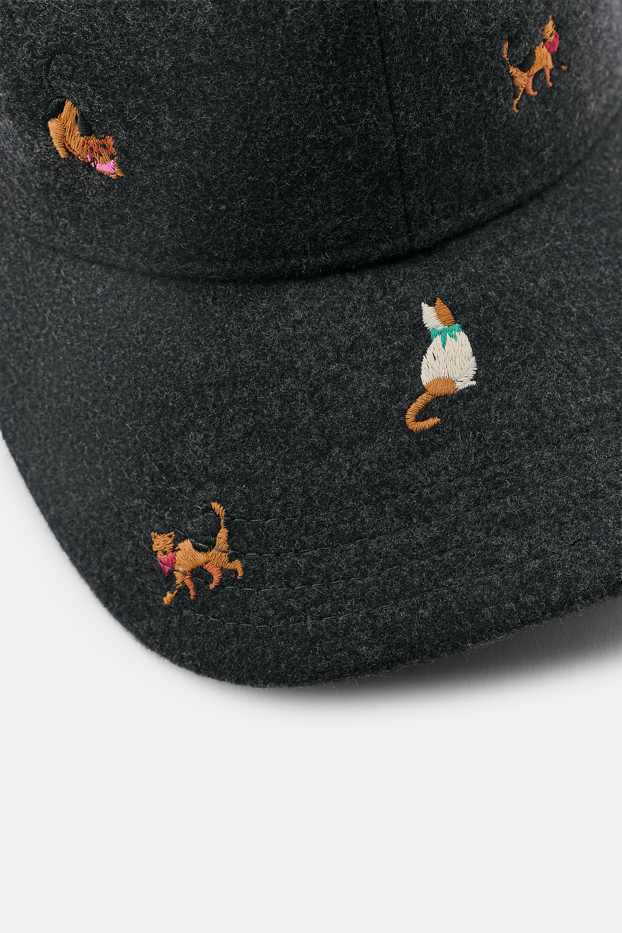 FELT CAT EMBROIDERY CAP