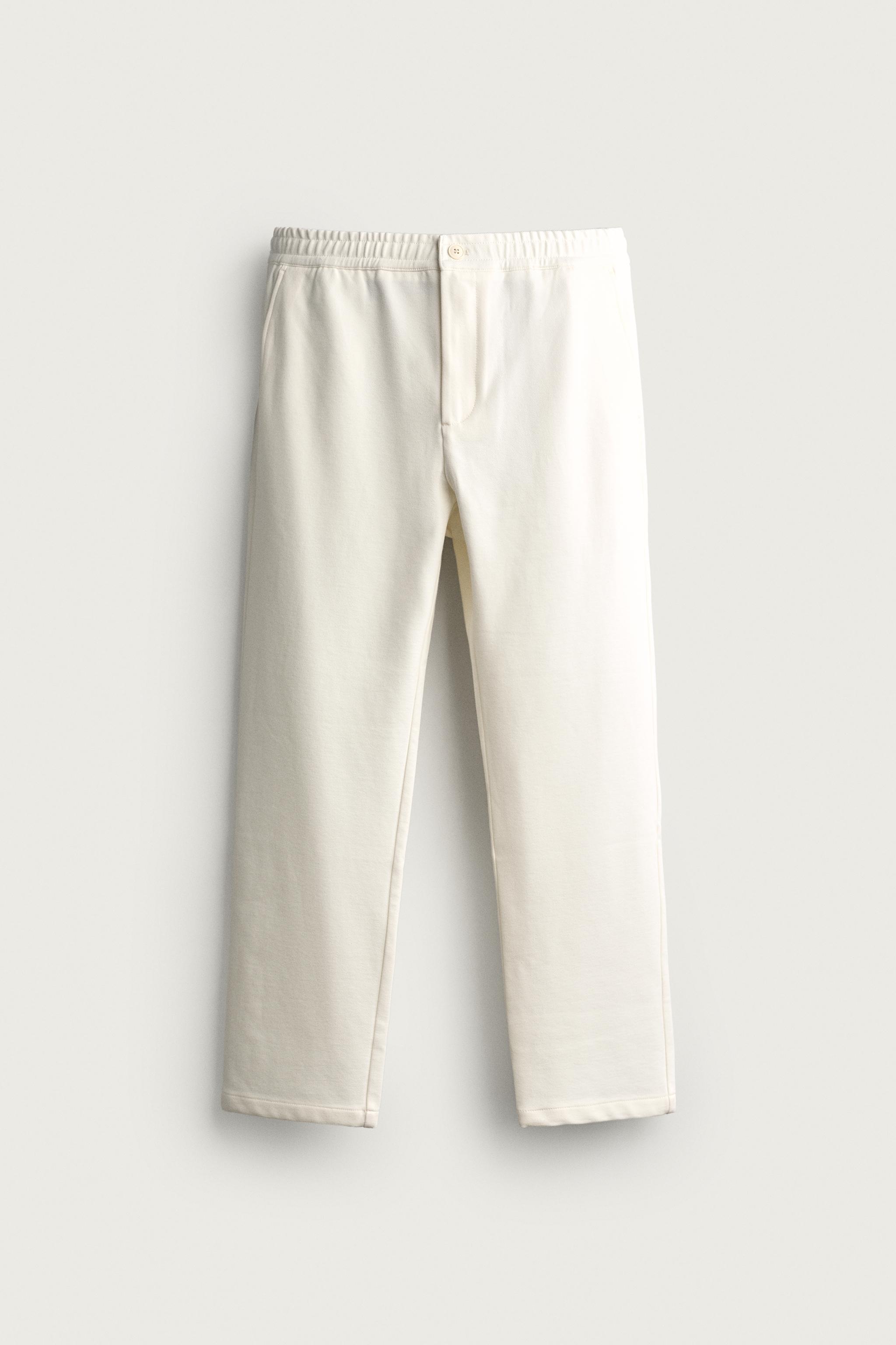 COMFORT REGULAR FIT TROUSERS — Oyster-white
