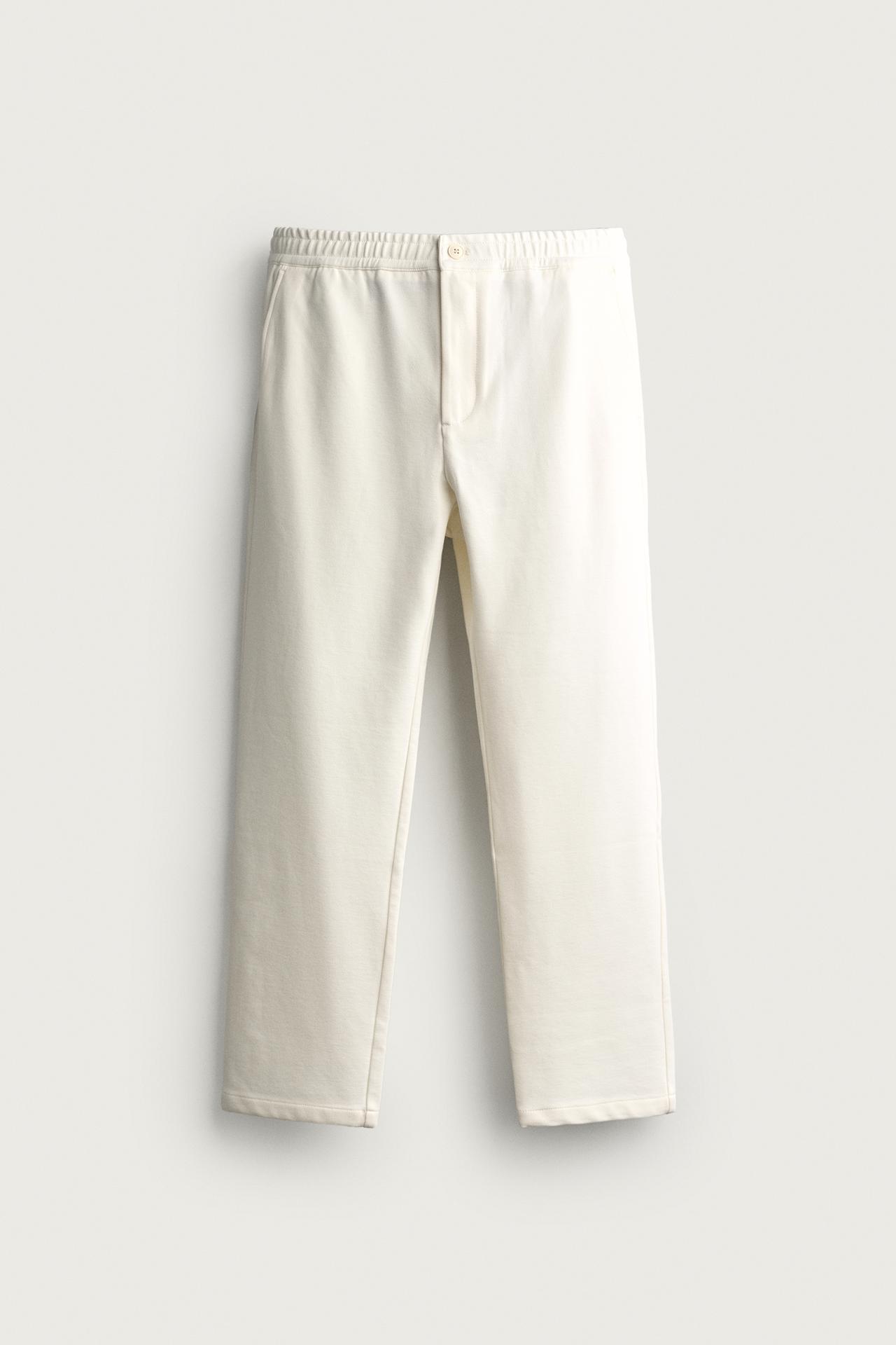 COMFORT RELAXED-FIT PANTS — Oyster-white