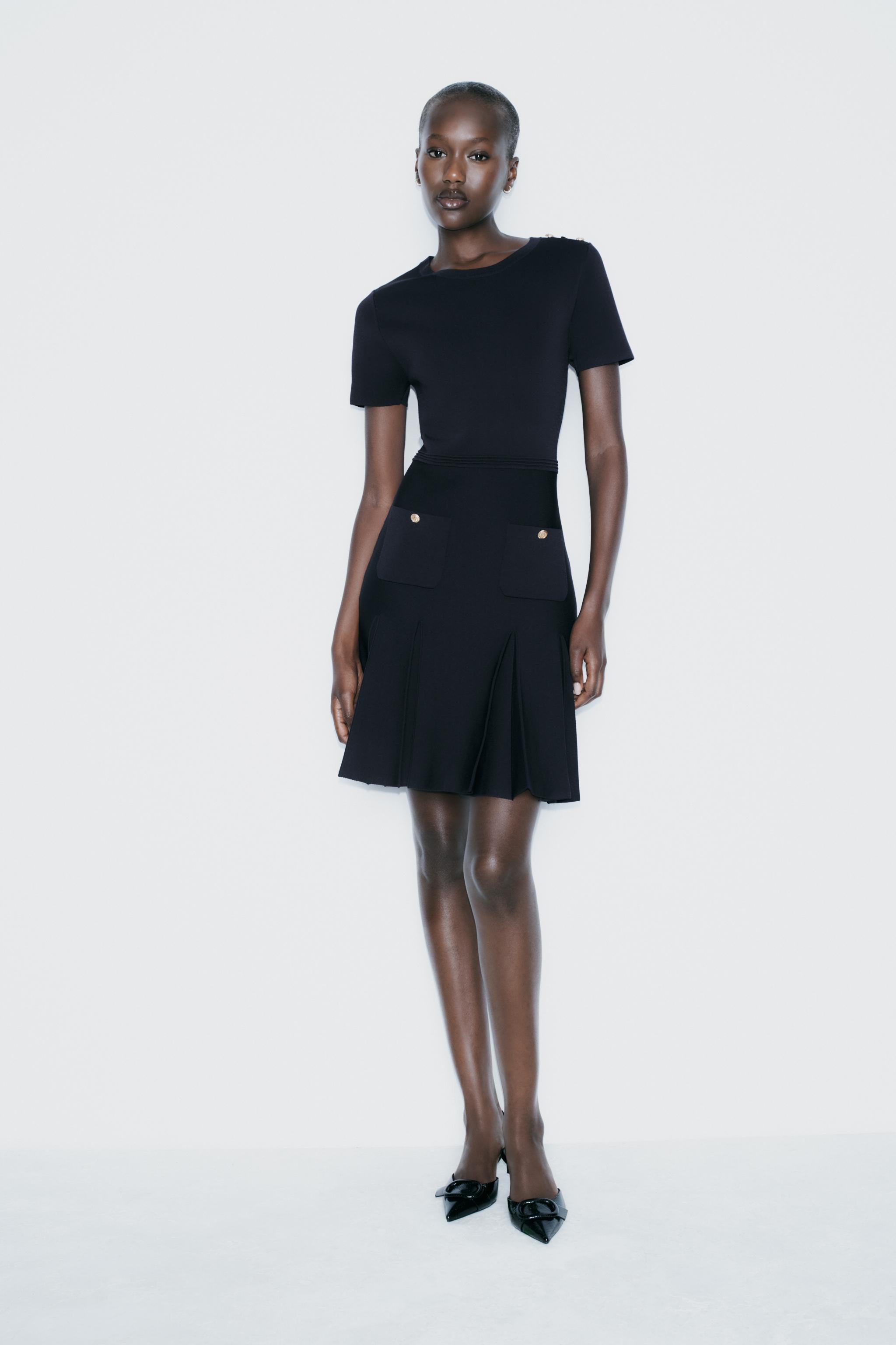 BOX PLEAT MINI DRESS - Navy blue | ZARA Canada