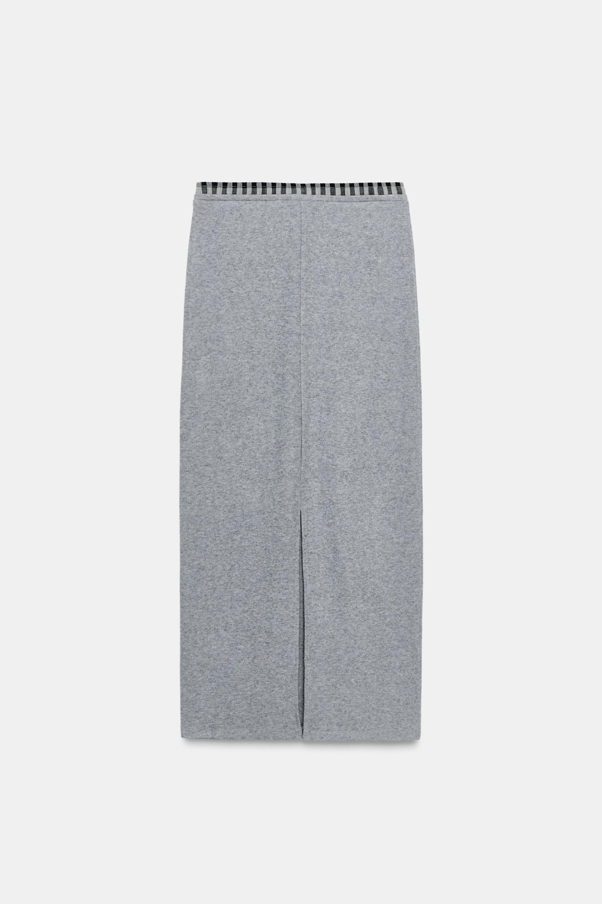 CONTRAST WAISTBAND MIDI SKIRT