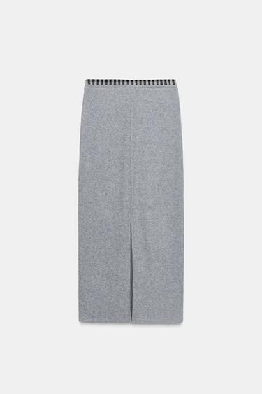 JUPE MI-LONGUE TAILLE COMBINÉE - Gris de Zara - Image 5