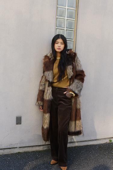 ZW COLLECTION コーデュロイワイドレッグパンツブラウン/モールZaraのZW COLLECTION コーデュロイワイドレッグパンツ - ブラウン/モール 