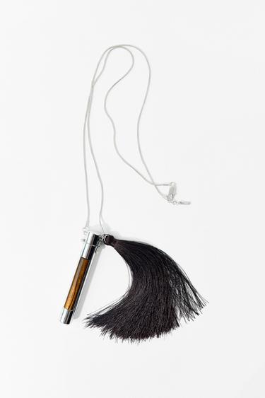 METAL TUBE FRINGE NECKLACE - Silver by Zara