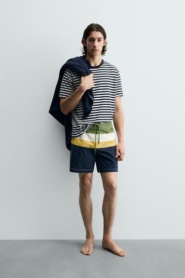 SERVIETTE DE PLAGE À RAYURES - Bleu marine de Zara - Image 0