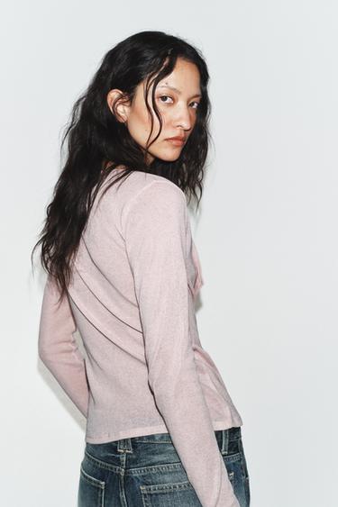 レーストップコントラストジャケットピンクマールZaraのレーストップコントラストジャケット - ピンクマール 