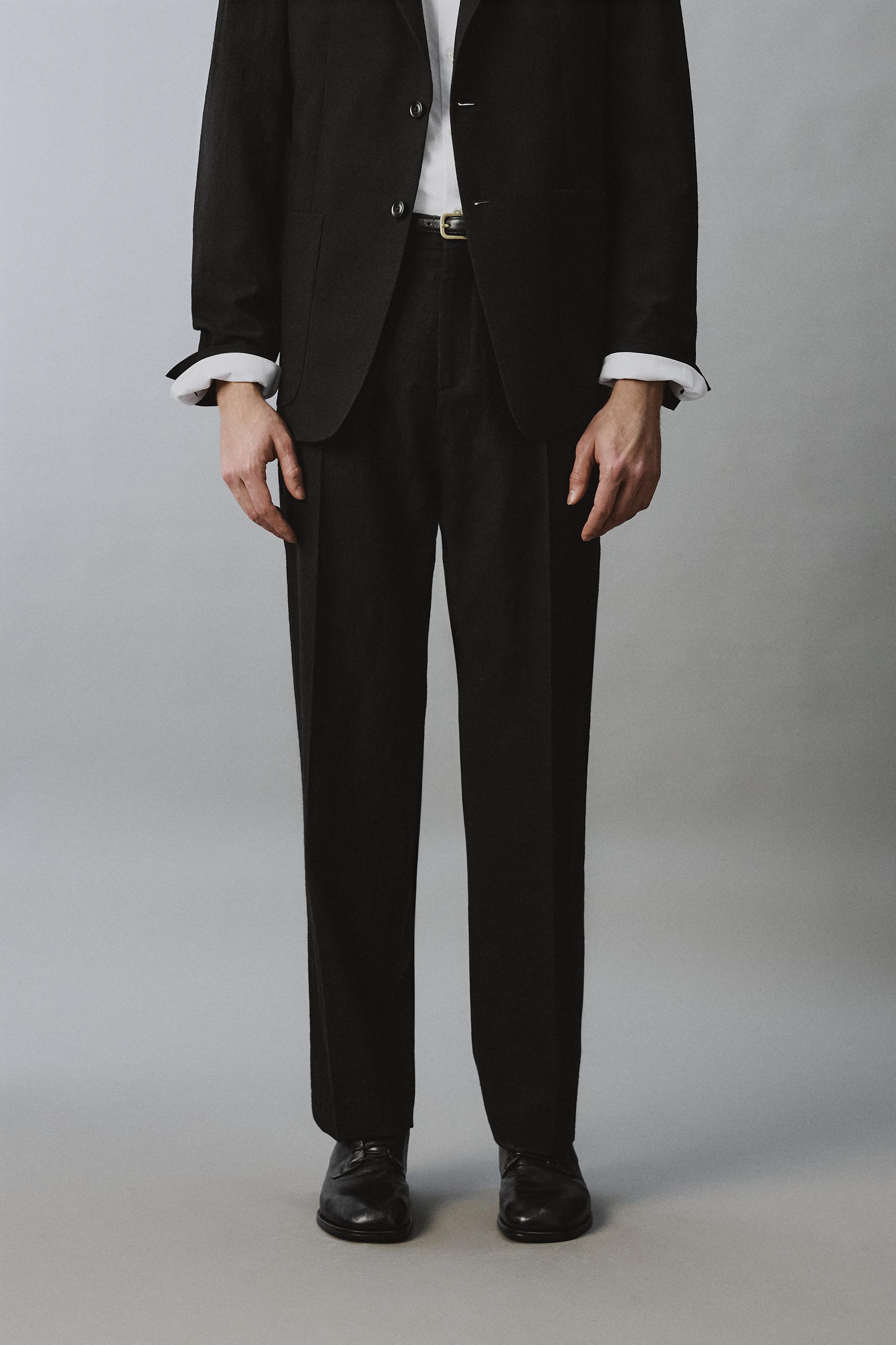 PANTALON DE COSTUME STRUCTURÉ EN 100% LAINE