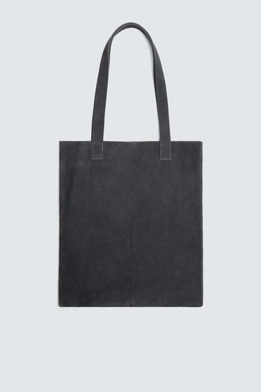 Zara LEATHER SHOPPER BAG - Blue