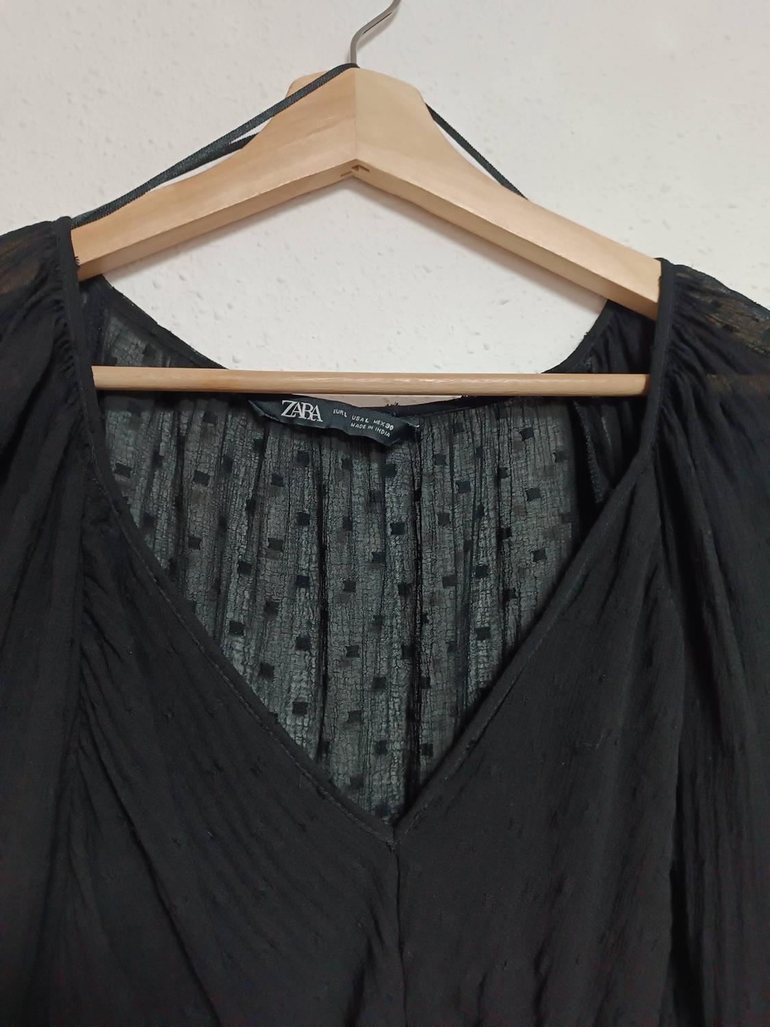 RUFFLED DOTTED MESH BLOUSE - Image 2