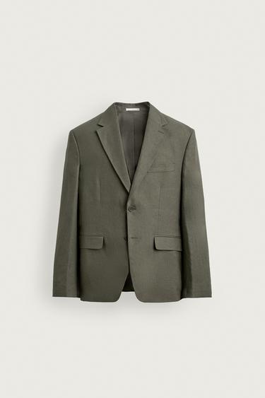 BLAZER DE TERNO 100% LINHO - Verde-claro da Zara