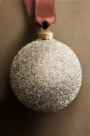 GLITTER BAUBLE CHRISTMAS TREE DECORATION - Silver by Zara - Image 4